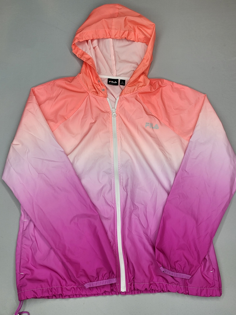 FILA Girls' Ombre Pink Hooded Windbreaker Jacket